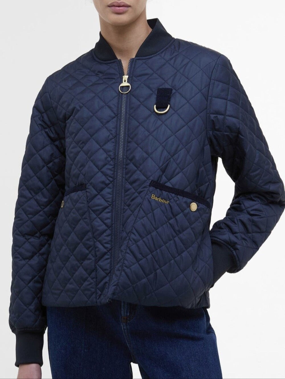 Barbour Reyna Quilted Bomber Jacket Navy Blue